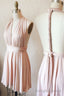 Cute Short A Line Pink Bridesmaid Dress