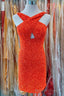 Orange Sequins Cross Front Bodycon Mini Prom Dress