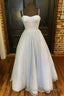 Princess Light Blue A Line Straps Long Prom Gown