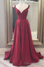 Off the Shoulder Red A Line Long Formal Dress