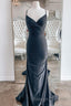 Mermaid Black Prom Dresses Long with Cross Back