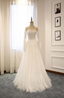 White A Line Straps Long Sleeves Tulle Long Wedding Dresses