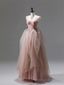 Pink A Line Tulle Long Prom Dress Prom Gowns