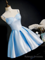 Light Blue Satin Sweetheart Homecoming Dress, Blue Short Prom Dress, Prom Dress