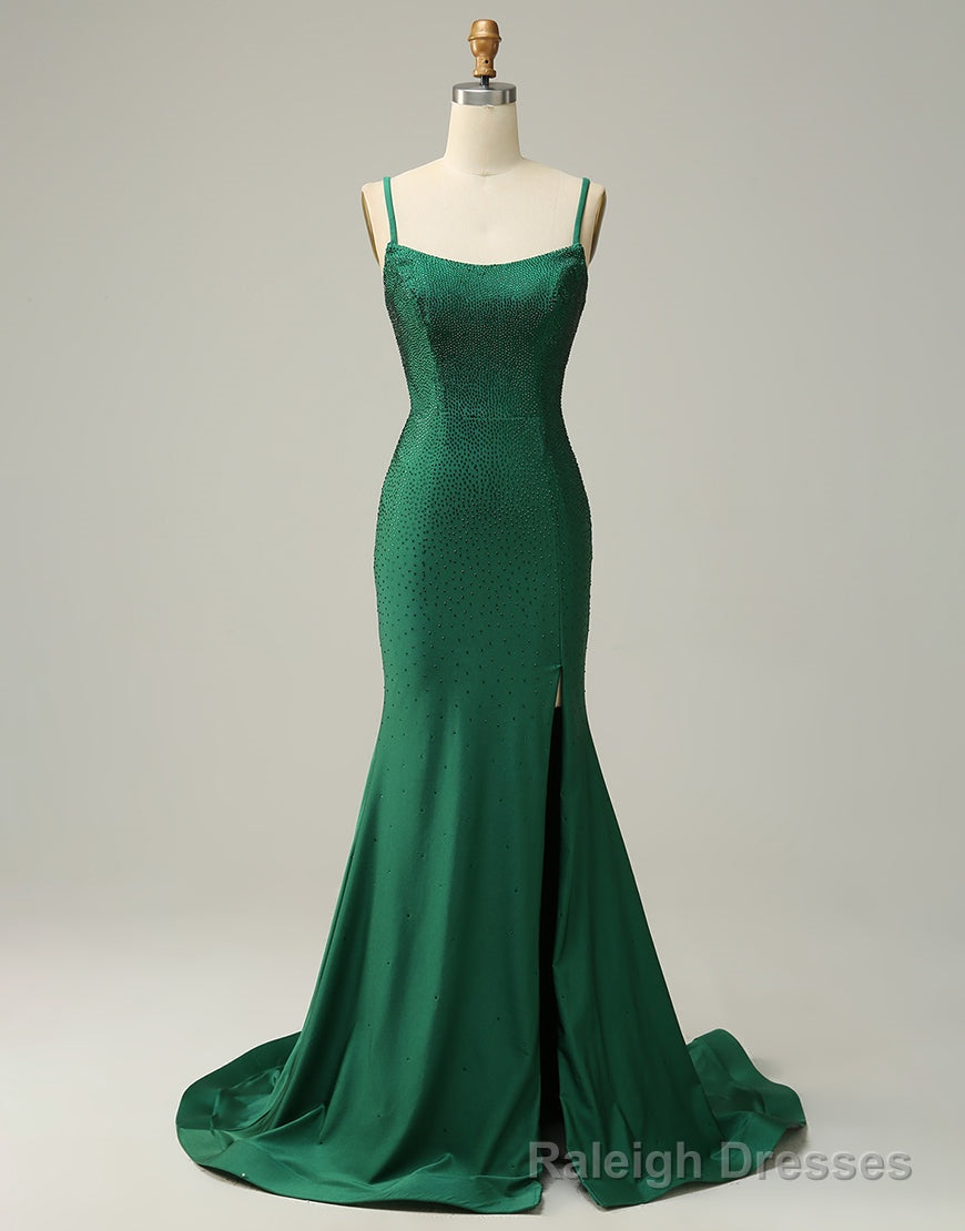 Vintage Spaghetti Strap Corset Two-Piece Prom Dresses Chiffon Green Evening Dresses