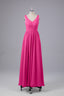 Elegant A Line V Neck Straps Chiffon Bridesmaid Dress