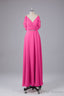 Elegant Chiffon Straps V-Back Long Bridesmaid Dress