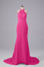 Elegant Halter Court Train Bridesmaid Dress