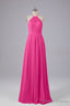 Elegant Keyhole Halter Lace Long Bridesmaid Dress