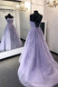 Gorgeous Backless Purple Lace Long Prom Dress 2026 Open Back Purple Formal Dresses