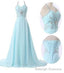 Halter Light Blue Prom Dress Long Chiffon Evening Dresses for Weddings