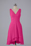 High Low Knee Length V Neck Bridesmaid Dress