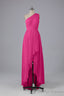 High Low One Shoulder Chiffon Bridesmaid Dress