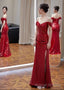 Off-Shoulder Sequin Side-Slit Trumpet Prom Gowns