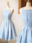 Light Blue Short Knee-Length Bridesmaid DressProm Dress