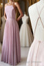 Cute Spaghetti Straps Sleeves Simple Prom Dress Long For Girls