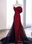 Elegant Black And Red Sweetheart Mermaid Long Prom Dress, Black And Red Prom Dress