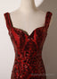 Wine Red Straps Sweetheart Mermaid Long Prom Dress, Wine Red Sequins Prom Dress