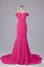 Off The Shoulder Hourglass Court Train Bridesmaid Dress