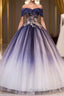 Ombre Ball Gown Prom Dresses Quinceanera Dresses with Delicate Gold Appliques