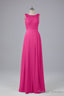 A Line Lace Top Floor Length Chiffon Bridesmaid Dress
