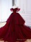 Ball Gowns Off The Shoulder Tulle Red Sweet 16 Dresses