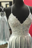 Princess A Line Silver Long Formal Dress