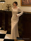 Elegant Flare Sleeve Wedding Mermaid Long Dress Women Spring Autumn French Vintage Slim One Piece Prom Robe Mujers Clothes