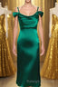 Straps Green Silk Satin Bodycon Midi Dress