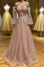 Blush Corset Off the Shoulder Long Prom Dress with Appliques