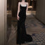 Spaghetti Strap Sweetheart Neckline Two Tone Rhinestone Accent Sequin Trained Open Back Mermaid Prom Gowns