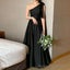 One Shoulder A Line Prom Gowns Black Prom Dress