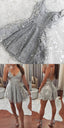 Charming Lace Prom Dress, Sexy Short Prom Dress, Spaghetti Straps Prom Gown Cheap Homecoming Dress, Hot