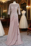 A Line 3/4 Sleeves Chiffon Lace Wedding Prom Dress Mother Dresses