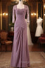 A Line 3/4 Sleeves Ruched Chiffon Pleats Mother Of The Bride Dresses