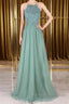 A Line Backless Lace Green Long Prom Dress Backless Green Lace Prom Graduation Prom Dress