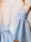 A-Line Backless Short Blue Prom Dress Short Blue Homecoming Prom Dress Prom Dress