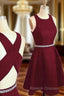 A Line Bateau Sleeveless Short Mini Homecoming Dress With Beading Bandage