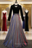 A Line Black Long Sleeve Velvet Prom Dress