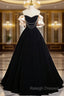 A Line Black Velvet Long Prom Dress, Black Long Prom Dress
