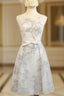 A-Line Boat Neck Knee-Length Tulle Homecoming Dress With Applique
