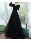 A-Line Bridesmaid Dresses Jewel Neck Long Sleeve Elegant Floor Length Tulle / Velvet With Sequin / Bandage