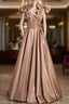 A-line Champagne Satin Bow Prom Dress