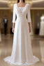 A Line Chiffon Lace White Satin Weddig Dress