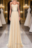 A-Line Chiffon Long Prom Dresses, Sweetheart Neck Chiffon Formal Dress