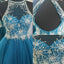A-Line Chiffon Rhinestone Beads High Neckline Open Back Sweetheart Sequins Knee Length Homecoming Dresses