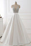 A-Line Deep V-Neck Sleeveless Open Back Sweep Train Prom Dresses/ Wedding Dresses With Sequins