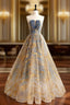 A Line Gradient Tulle Long Prom Dresses Floor Length Prom Dresses