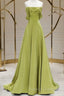 A Line Green Long Prom Dresseses Green Floor Length Prom Dresses