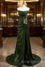 A Line Green Sequins Mermaid Long Prom Dress, Mermaid Sequins Green Prom Dress